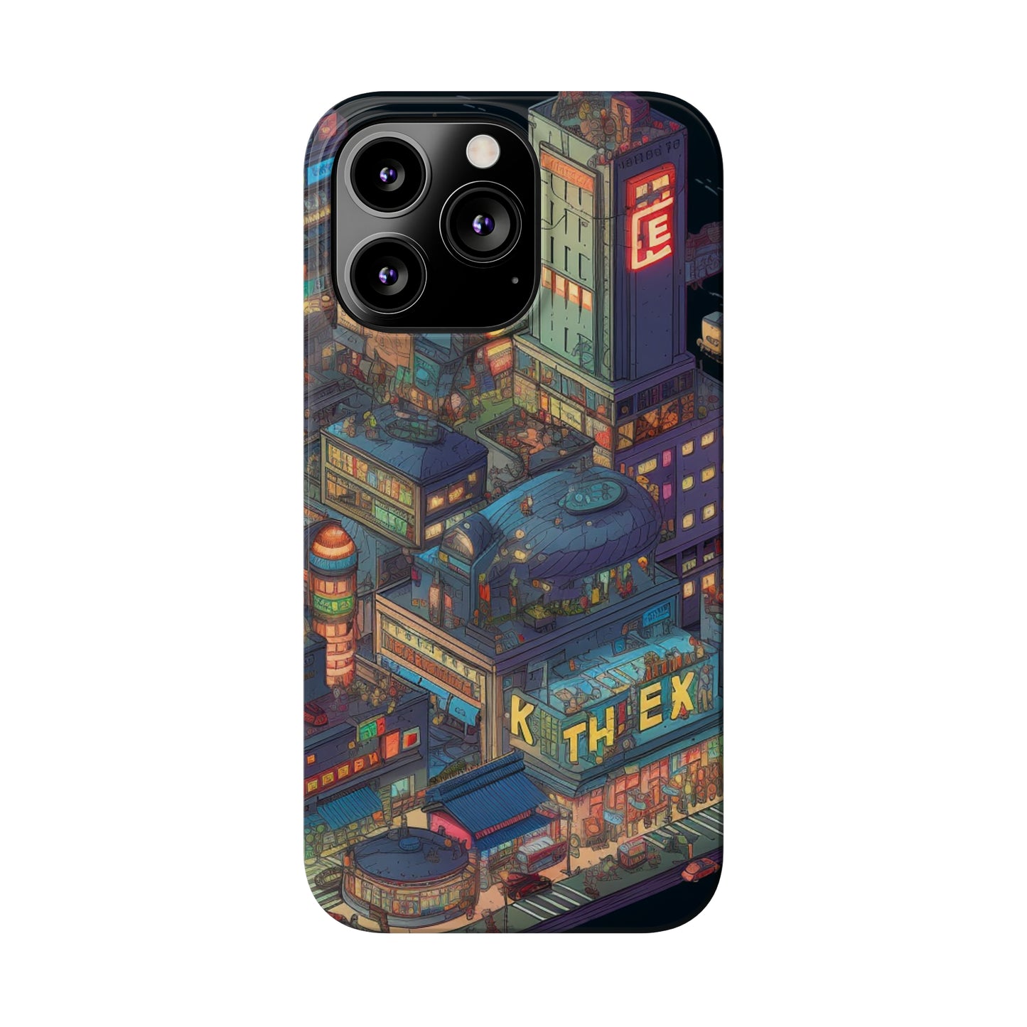 Nocturnal Metropolis: Pixel Art Slim Phone Case