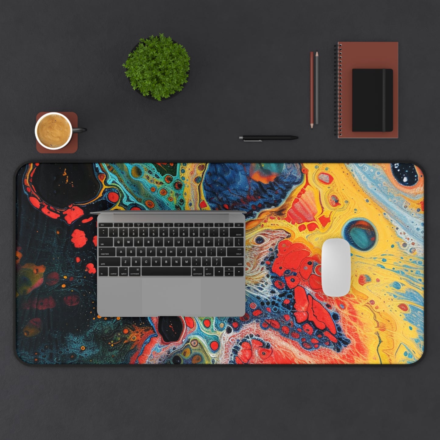 Psychedelic Fusion Abstract Multicolor Microscopic Desk Mat