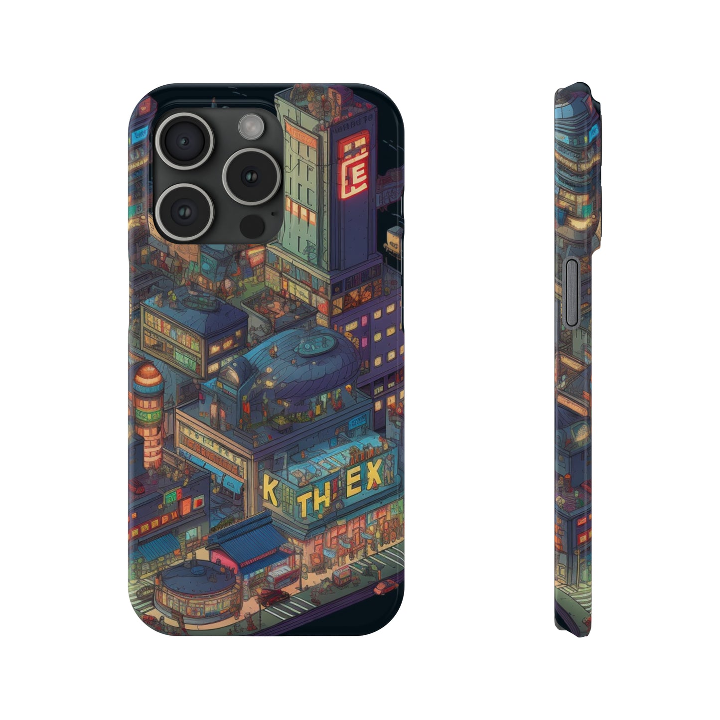 Nocturnal Metropolis: Pixel Art Slim Phone Case