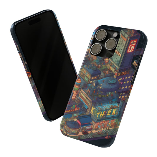 Nocturnal Metropolis: Pixel Art Slim Phone Case